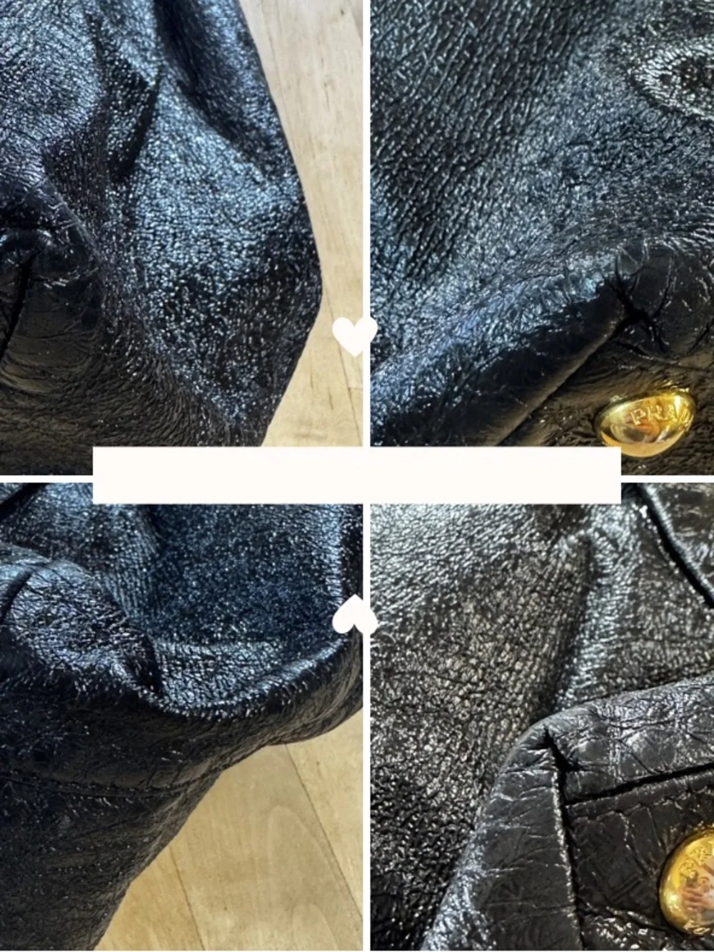 PRADA Ribbon Handbag Tote Black Patent with COA & Dust Bag VTG Medium 9x11x6 - Picture 12 of 17